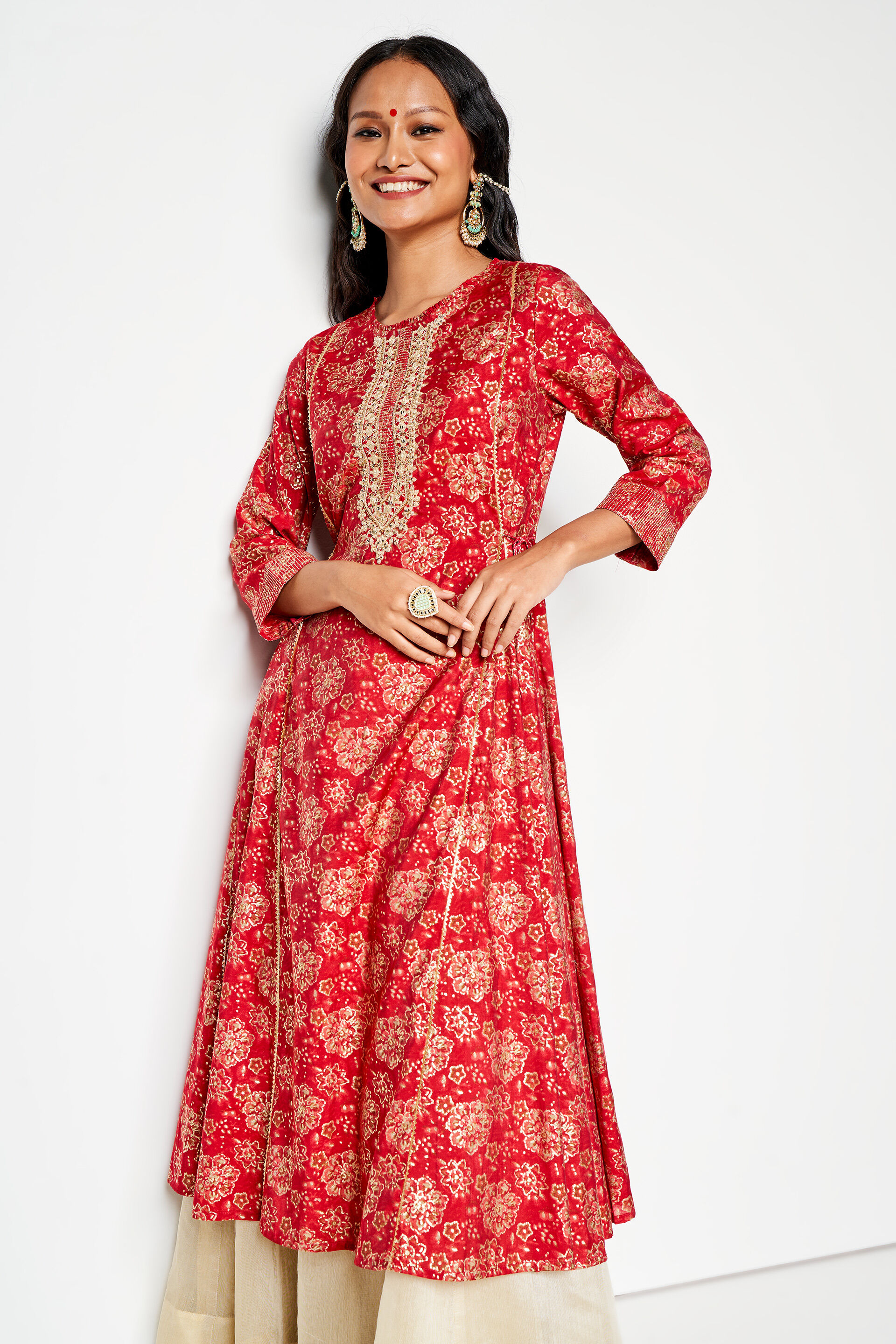 Saj Fit And Flare Kurta, Pink, image 4